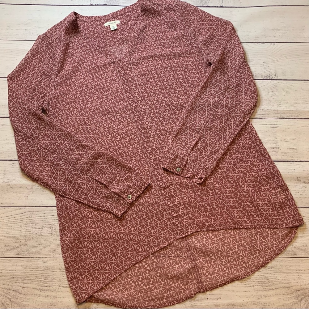 Caslon Geometric Print Pink Blouse Size Medium